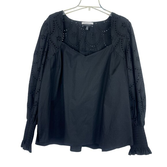 ELOQUII Elements Women's Plus Size Eyelet Puff Sleeve Top Size 24 - Picture 3 of 12